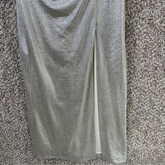 Eliza J Dress Womens 8 Champagne Ruched Side Flutter Sleeve Long Formal Gown NWT - Picture 7 of 10